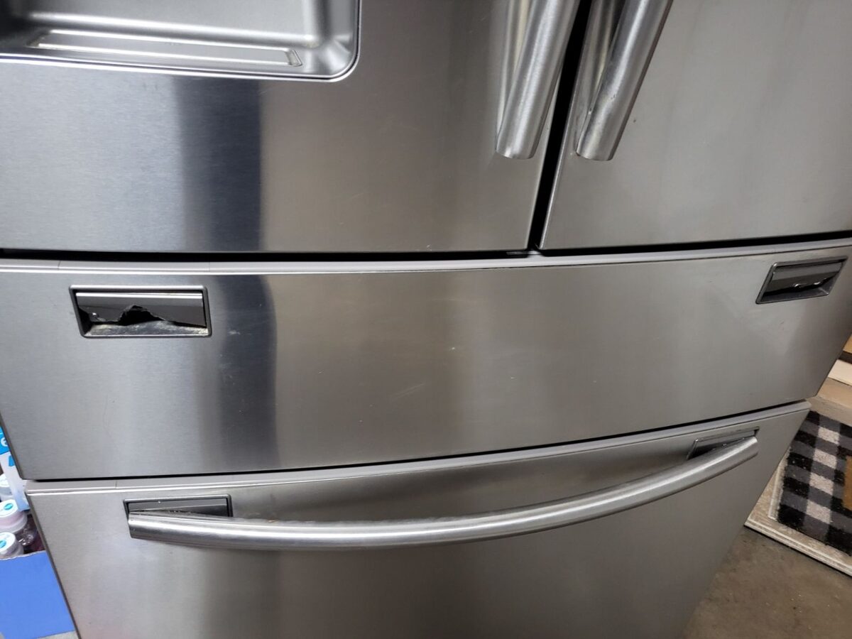 Stainless steel refrigerator during service